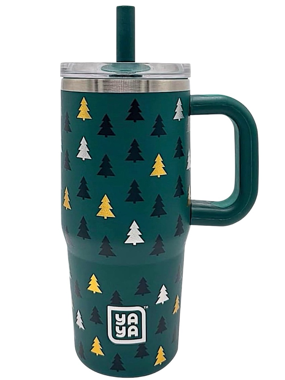 YAYA New Green Christmas Tumbler for 3+ with Reusable Straw and Spill-Safe
